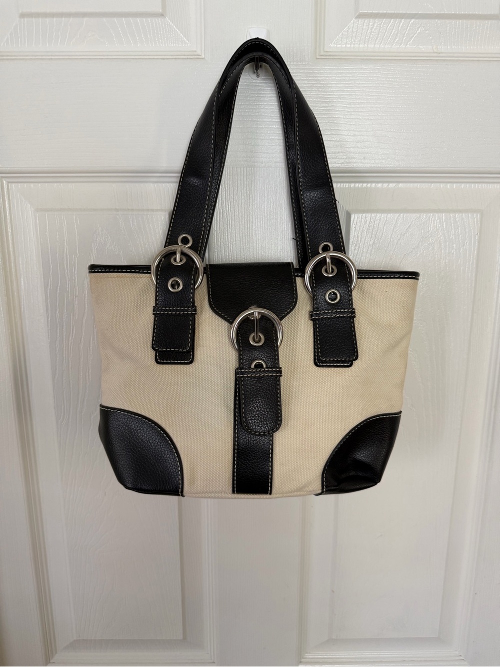 Y2K canvas/faux leather bath and body works shoulder bag